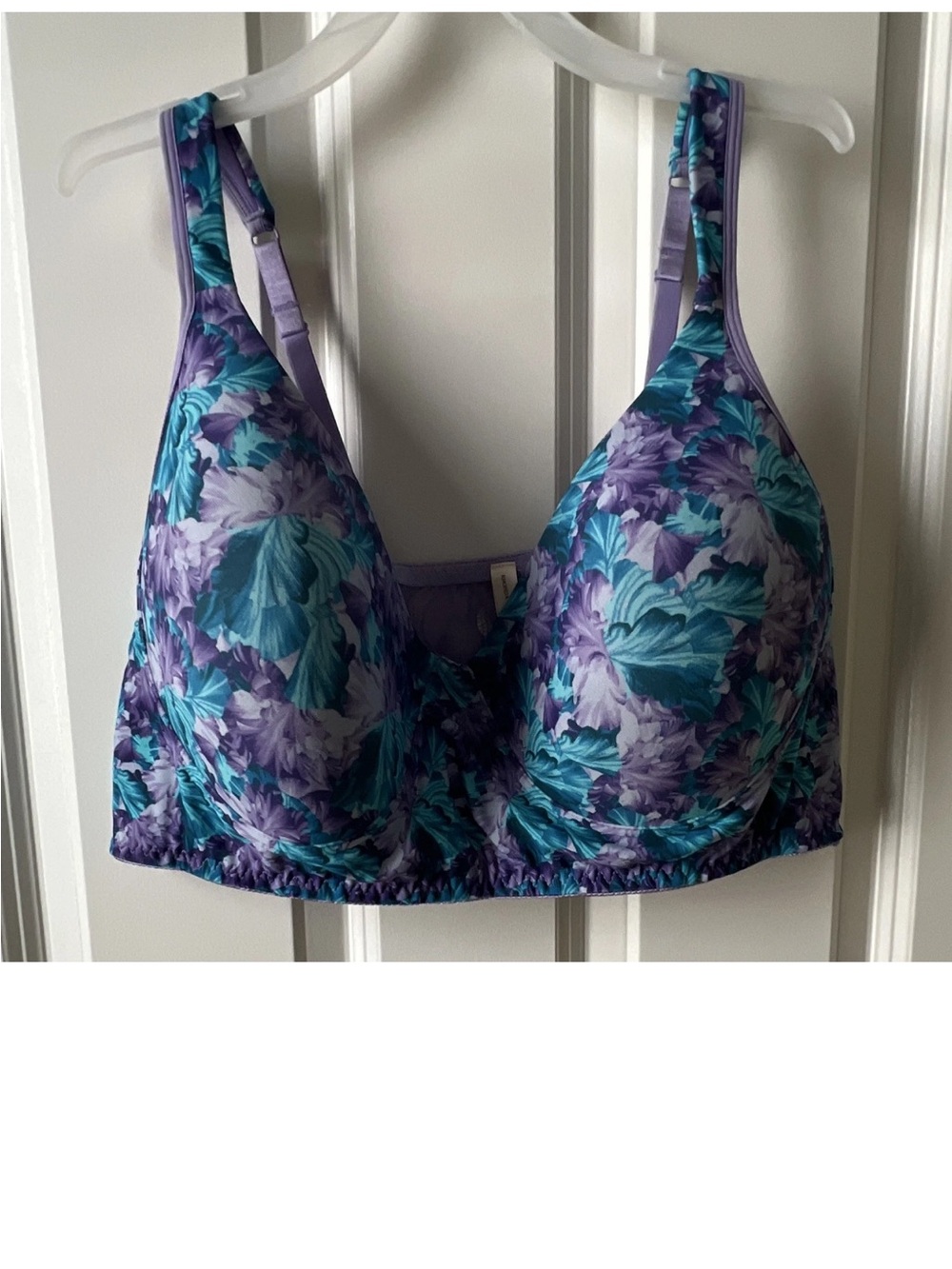 Rhonda Shear Wireless Floral Lace Bralette Bra Plus 3X Purple Teal